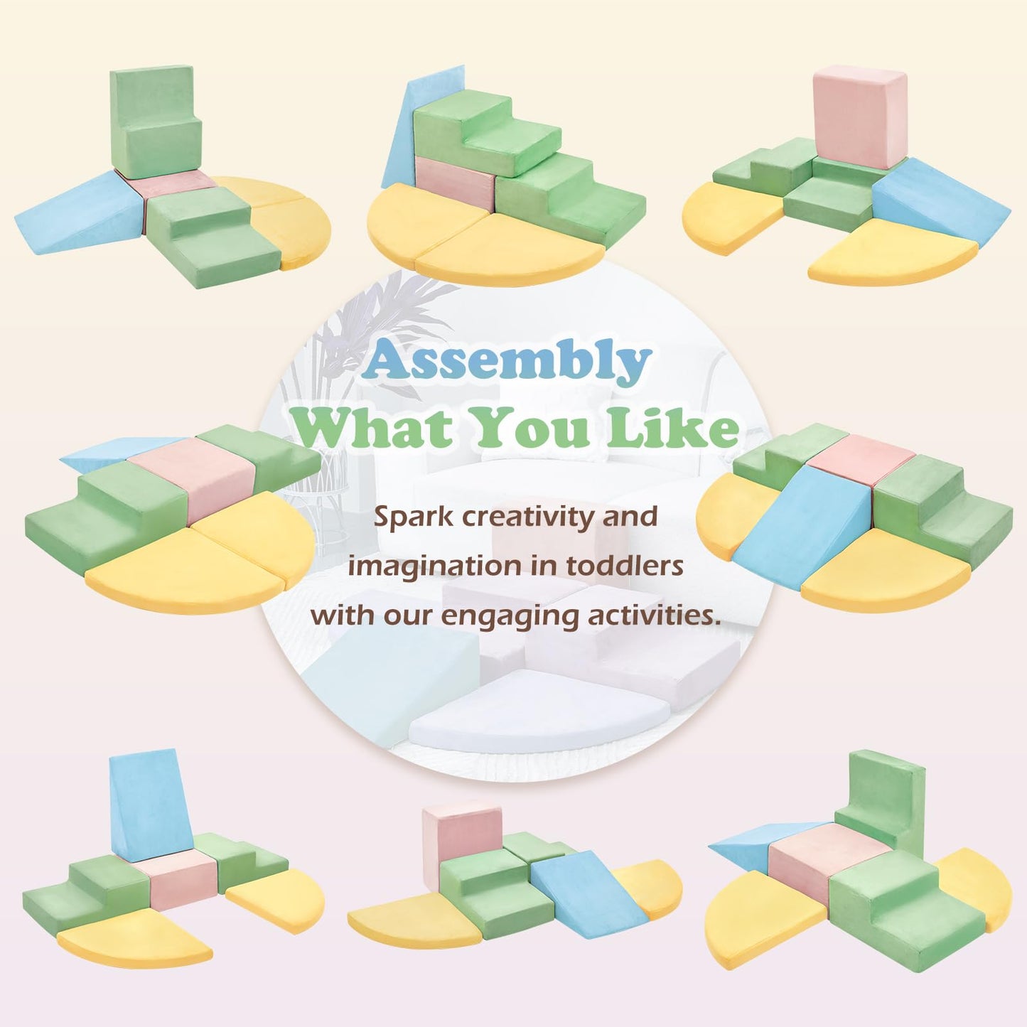 Kizland 6 Pieces Climbing Toys For Toddlers, Climb & Crawl Soft Foam Block Activity Play Set, Foam Play Gym Climbing Blocks, Tod