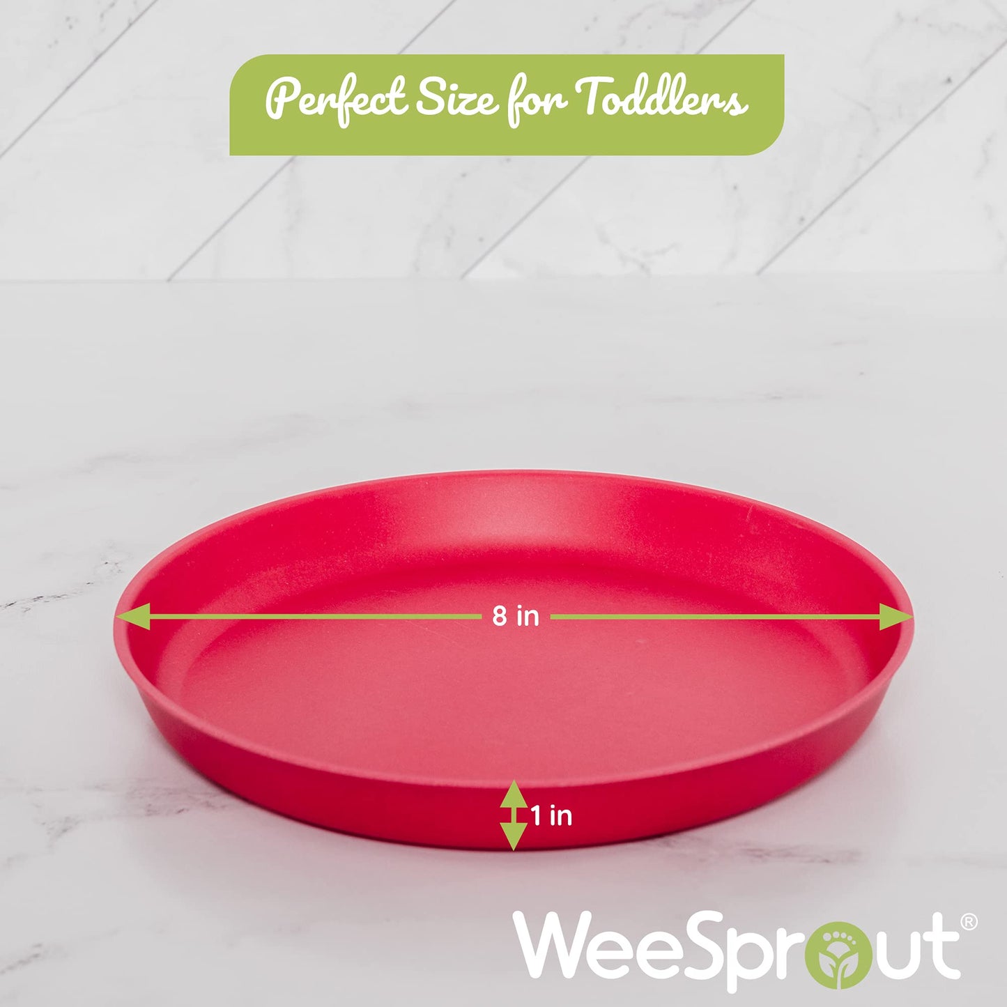 Weesprout Bamboo, Silicone, Melamine Dishware Plate With Lids, Set Of 4, Kid-Sized Design For Leftovers, Dishwasher Safe (Blue,