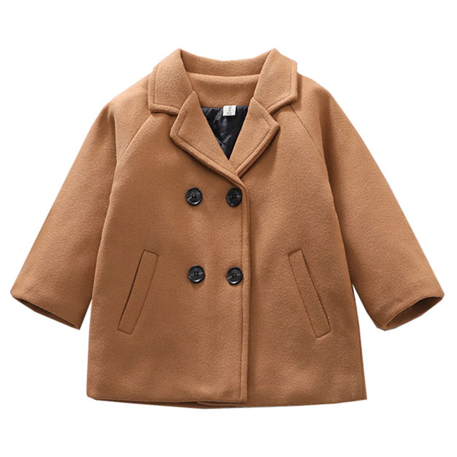 Mubineo Toddler Boy Girl Winter Basic Plain Trench Coat Warm Thick Coats (Brown, 5T)
