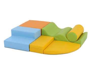 IGLU Soft Play Equipment Climb and Crawl Playground for Kids - 6 XL Forms (Blue/Orange)