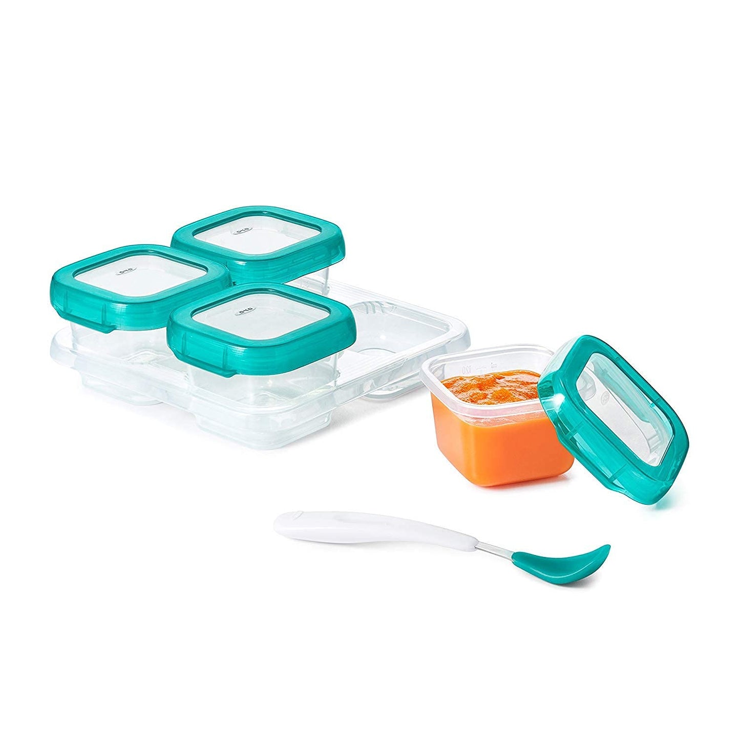 Oxo Tot Baby Blocks Food Storage Containers, Teal, 4 Ounce - Set Of 2