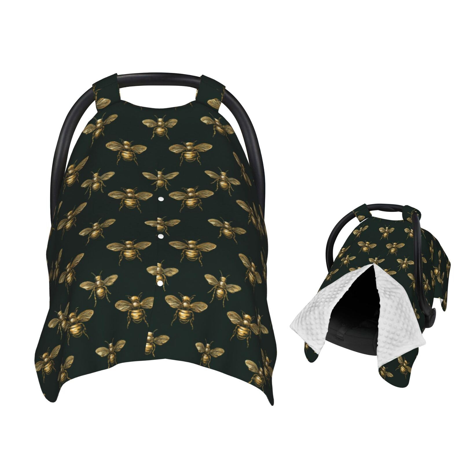 Muishi Gold Bees Baby Car Seat Canopy Nursing Cover for Newborn Car Seat Breastfeeding Covers Blanket Newborn Shower Gift