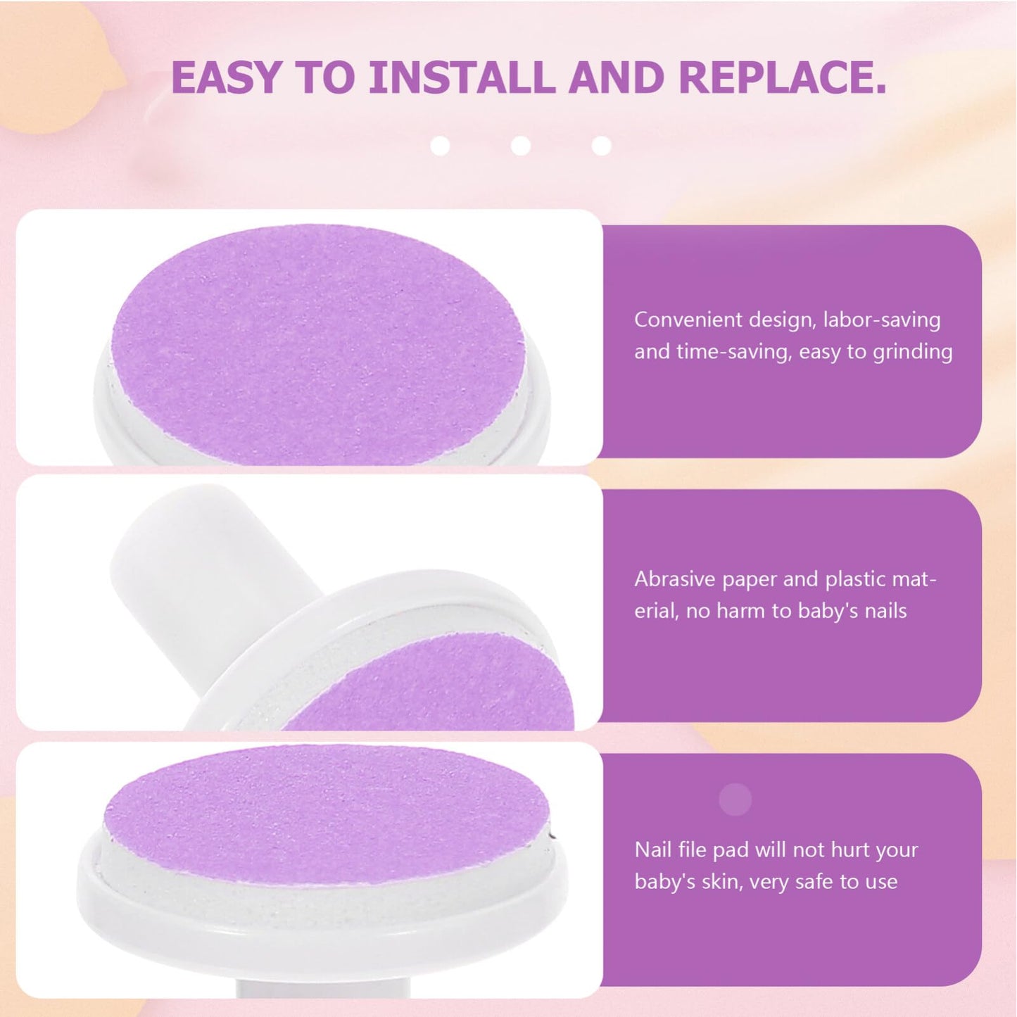 Popetpop Baby Nail File Replacement Heads : 12Pcs Baby Nail Trimmer Replacement Pads For Infant 6-12 Months, Fit For Most Standa