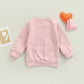 Beqeuewll Toddler Girl Valentines Day Outfit Love You More Letter Crewneck Sweatshirt Little Girls Long Sleeve Sweater Tops (Pin