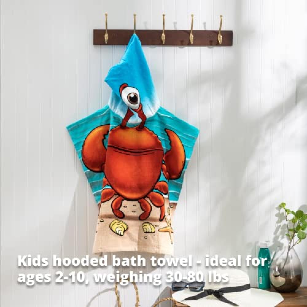 Dawhud Direct Poncho Beach Towels For Kids Towels With Hood, Hooded Bath Towel For Pool, Baby, Toddler Towels For Boys (Baby Sha