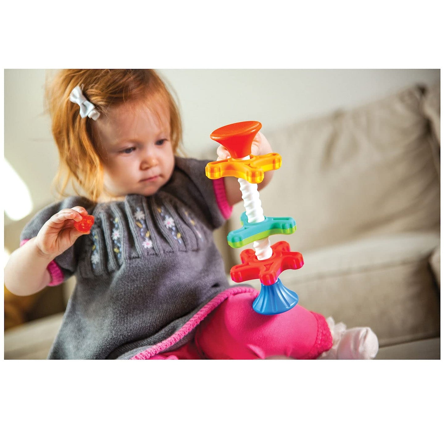 Fat Brain Toys Tobbles, Mini Spinny, Dimpl Bundle - 9-Piece Stacking Toys, Spinning Toy, Popper Toy Combo, Baby Toys Activity Se