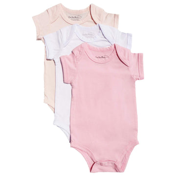 123 Bear Baby Cotton Spandex Short-Sleeve bodysuits unisex boy girl (Pink 3pk, 0-3 Months)