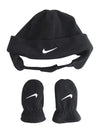 Nike Baby Boy'S Swoosh Baby Fleece Cap Gloves Set (Infant/Toddler) Black/White 12-24 Months