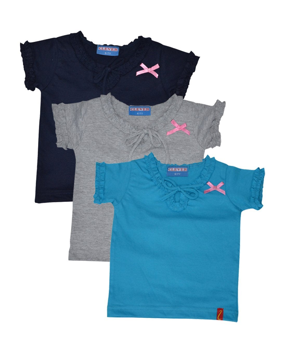 Clever Baby Girls Tshirt(ZCGT004NVYLBLUGRY45Yrs_Multi_45 Years)