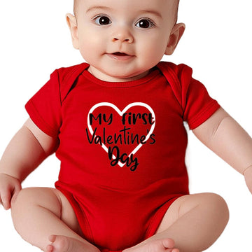 Hrcfbk Infant Newborn Baby Boys Girls My First Valentine'S Day Bodysuit Short Sleeve Romper Layette Set(Red 3,0-3Months)