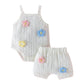 Hopscotch Baby Girls Textured Print Sleeveless White Short Set For Ages (36 Months)