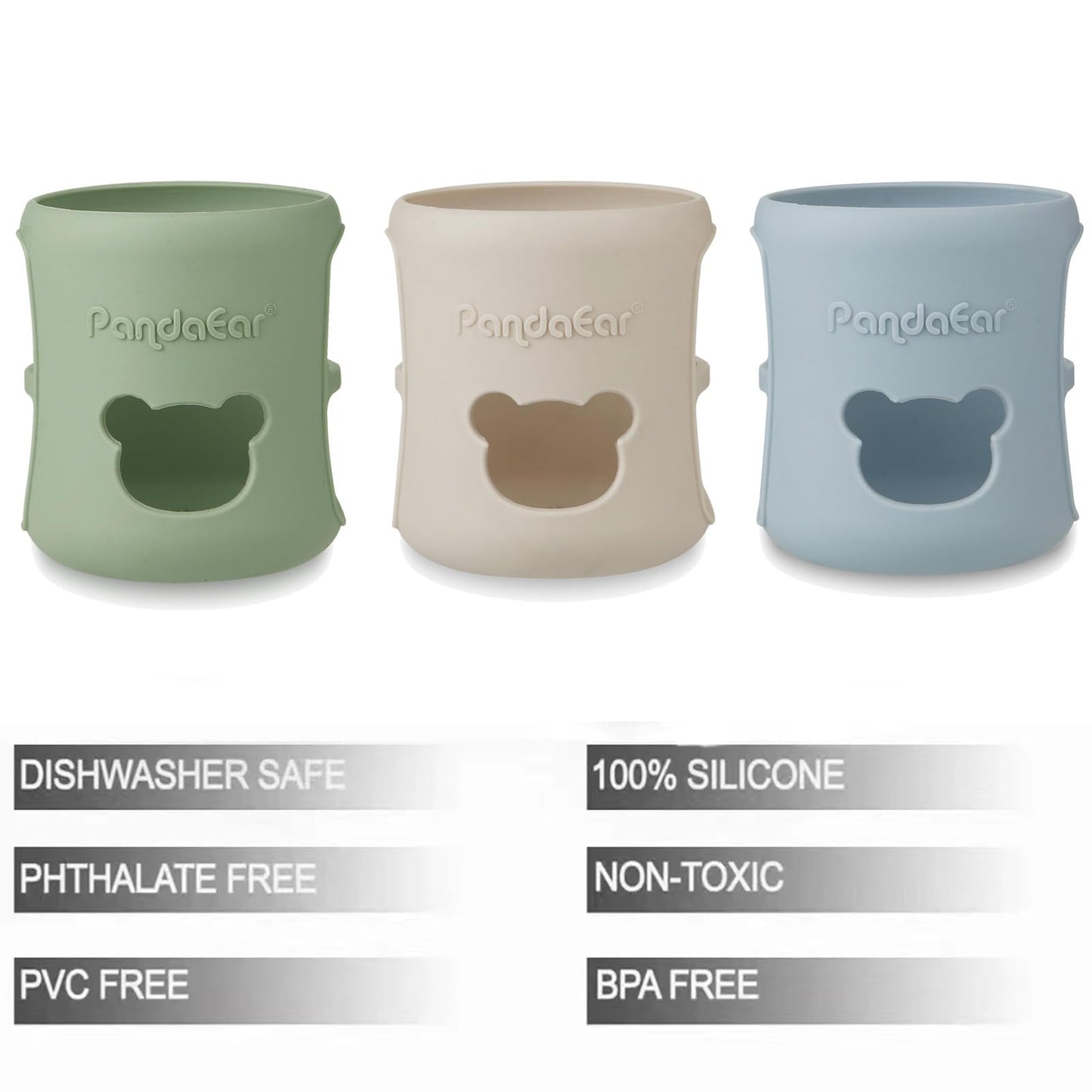 Pandaear 3 Pack Silicone Sleeves For Philips Avent Natural Glass Baby Bottles 4 Oz, Shatterproof Anti-Breakage And Heat Resistan