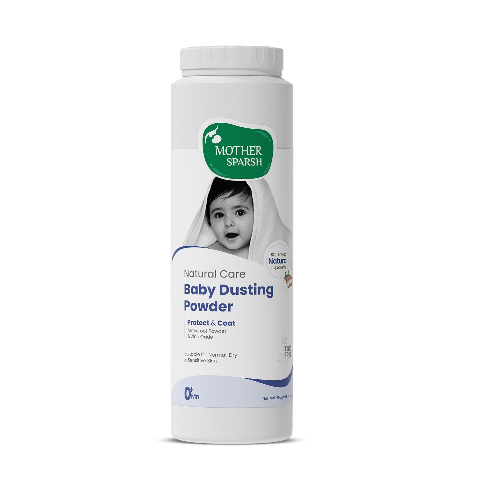 Mother Sparsh Natural Care Baby Dusting Powder200G | TalcFree Baby Powder With Arrowroot & Zinc Oxide | Suitable For Newborns 