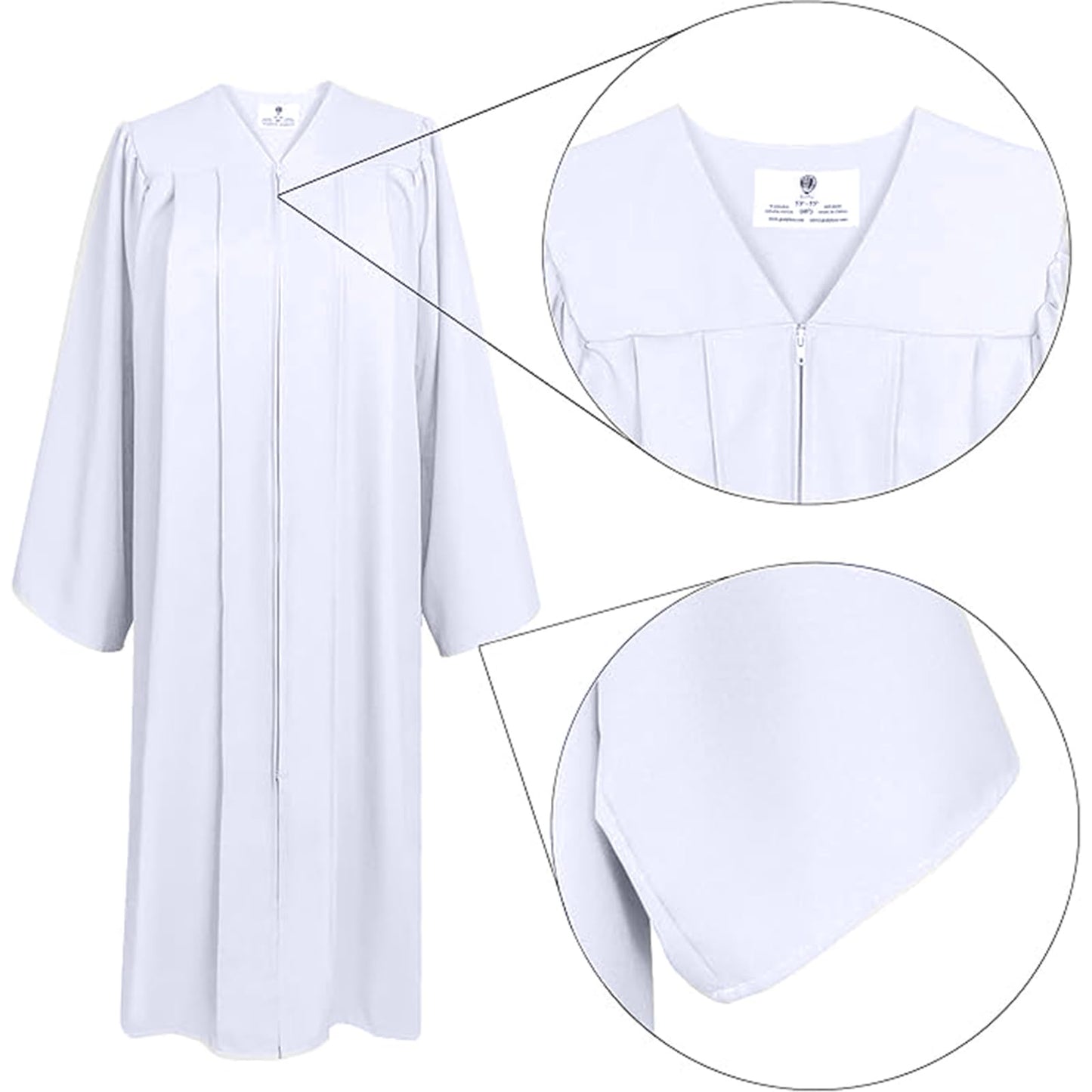 GradPlaza Matte Choir Robe for Church Baptism Officiant Confirmation or Costume,Graduation Gown for School White Size 57ff