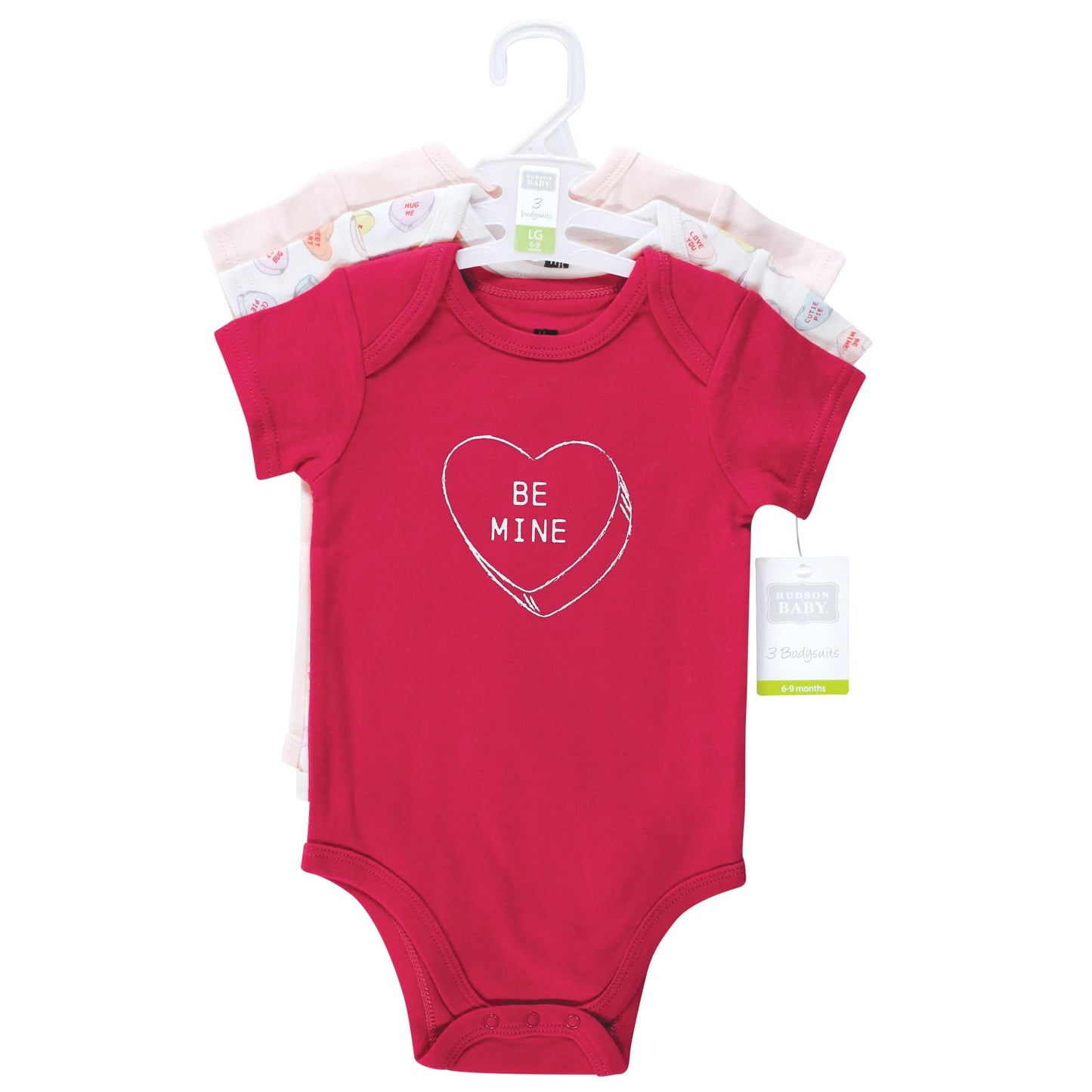 Hudson Baby Unisex Baby Cotton Bodysuits, Be Mine Valentine, 6-9 Months