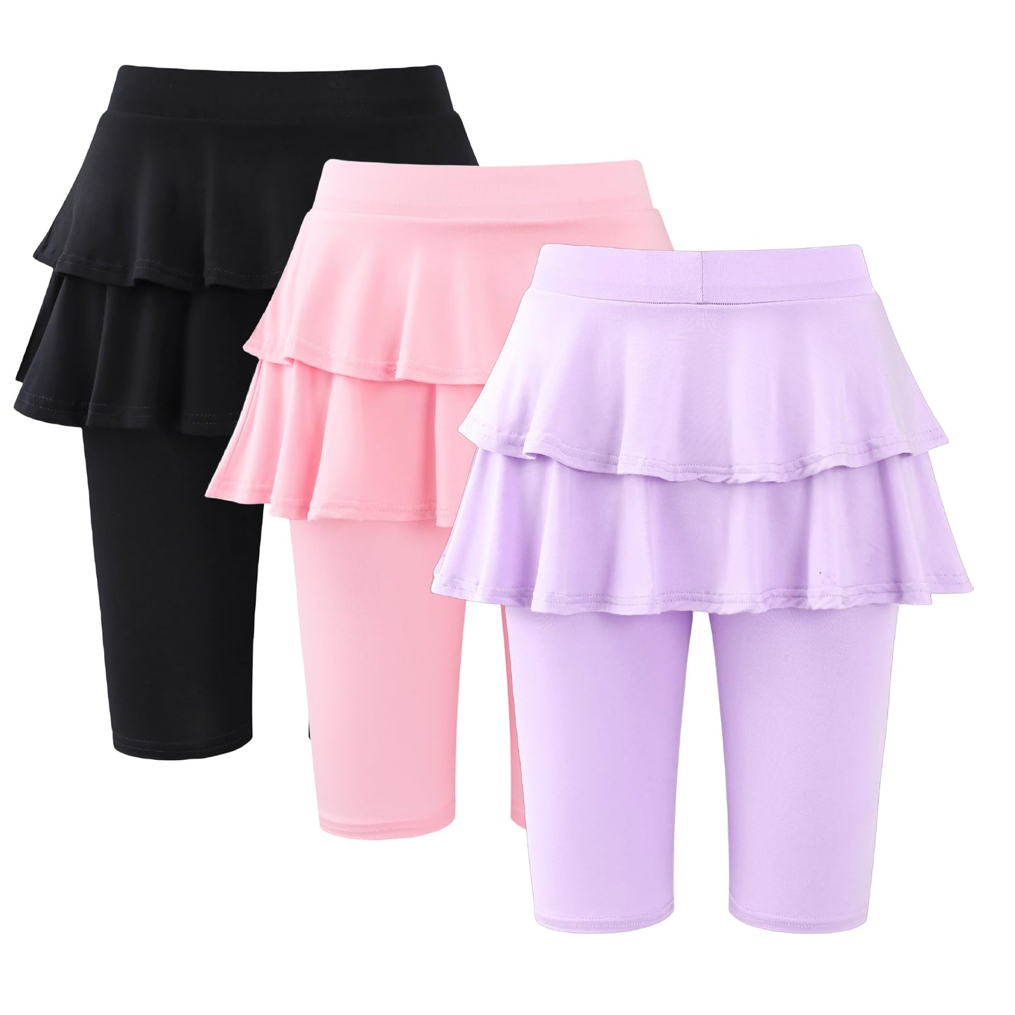 Deuerr Girls 412 Years KneeLength Skirted Leggings, Summer Stretchy Athletic Pants for Toddler Kids  Breathable & Durable, Bl