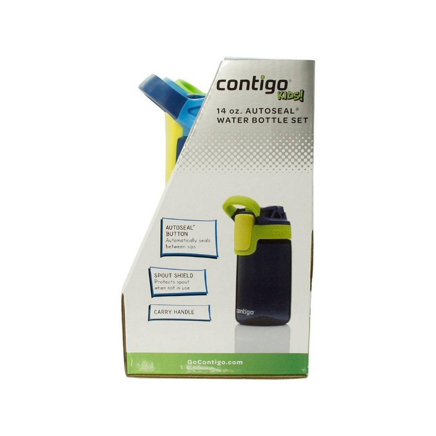 Contigo Kids Autoseal Gizmo Water Bottles, 14Oz (Nautical/School Boy/Granny Smith)
