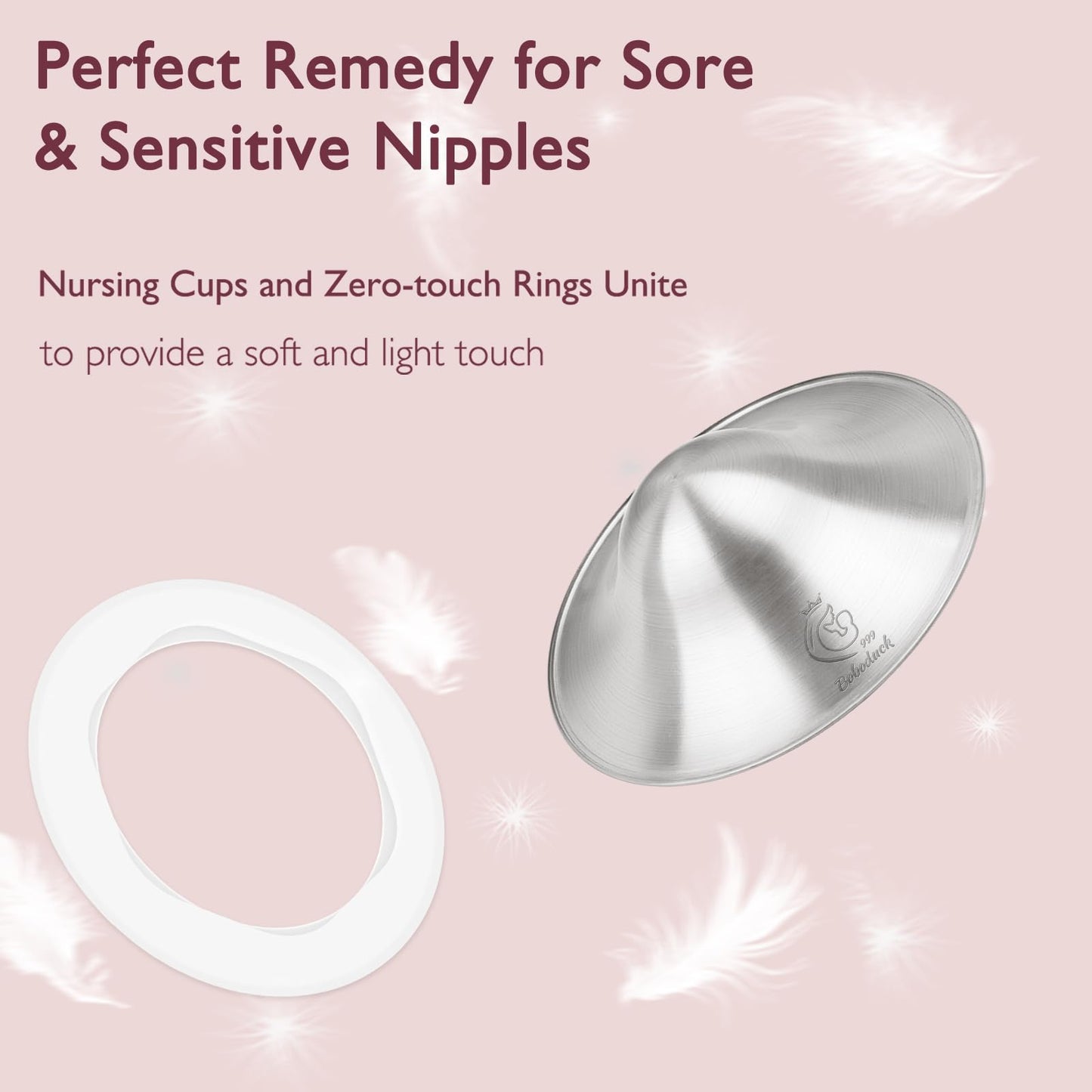 Boboduck The Original Silver Nursing Cups - 999 Silver Nipple Covers Breastfeeding - Protect And Soothe Sore Nipples - Breastfee