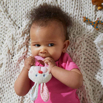 Haba Easter Bunny Teether And Grasping Toy For First Easter Gifts And Infant Easter Basket Stuffers, Crinkle Toys For Baby And T
