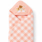 Hi mom Baby Hooded Towel, Peach Gingham, Teddy Bear Rainbow Embroidery, Soft Wrap for Infants (Orange)