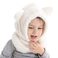 Baby Girls Boys Winter Warm Scarf Hat Kids Thick Earflap Hood Cap With Ear 6M-7T (White,S)