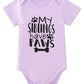Funnycokid Baby Girls Boys Romper My Siblings Have Paws Newborn Stuff Gender Neutral Announcement Bodysuit Purple Short Sleeve C
