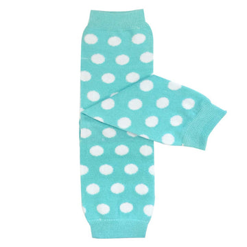 Wrapables Colorful Baby Leg Warmers, Dots Aqua & White