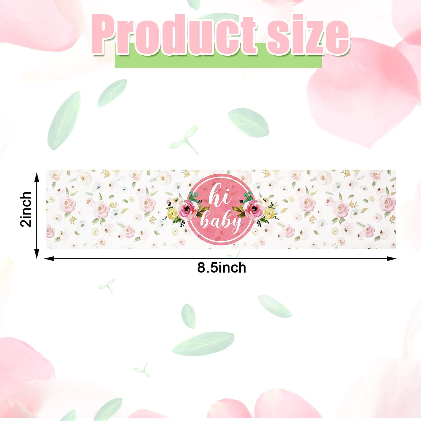 Zonon 48 Pieces Pink Baby Shower Water Bottle Labels Floral Baby Shower Decorations Waterproof Water Bottle Stickers Wrappers Fo
