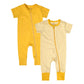 Teach Leanbh Baby Boys Girls 2-Pack Romper Jumpsuits Cotton 2 Way Zipper Short Sleeve Footless Sleep And Play 3-24 Months (Yello