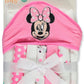 Cudlie Accessories Disney Baby Minnie Mouse Hooded Towel With 5 Piece Washcloth Set, Cute Face Print, Gs71797 Pink One Size
