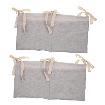 JOINPAYA 2pcs Crib Hanging Bag Cart Organizer Stroller Bag for Diapers Toys Bedside Caddy Cotton Nursery Accessory