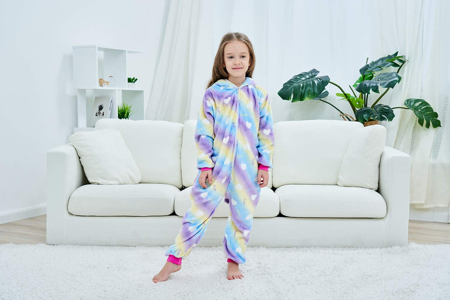 Riverchan Kids Unicorn Onesie Animal Pajamas Halloween Cosplay Costume Sleepwear Gift For Girls And Boys (6-8 Years, Colourful C