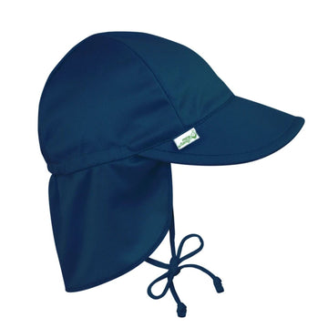I Play. By Green Sprouts Baby & Toddler Flap Sun Protection Hat, All-Day Upf 50+ Sun Protection For Head, Neck & Eyes, Navy, 0-6