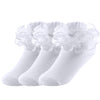 Yepami Big Girls Lace Socks Shimmering Cute Ruffle Comfortable Frilly Dress Ankle Socks 3 Pairs (White, Small, 2_Years)