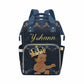 M Yescustom Personalized Baby Diaper Bags For Women Men, Custom Blue Black Prince Backpack Customized Nappy Mommy Bag Backpack F