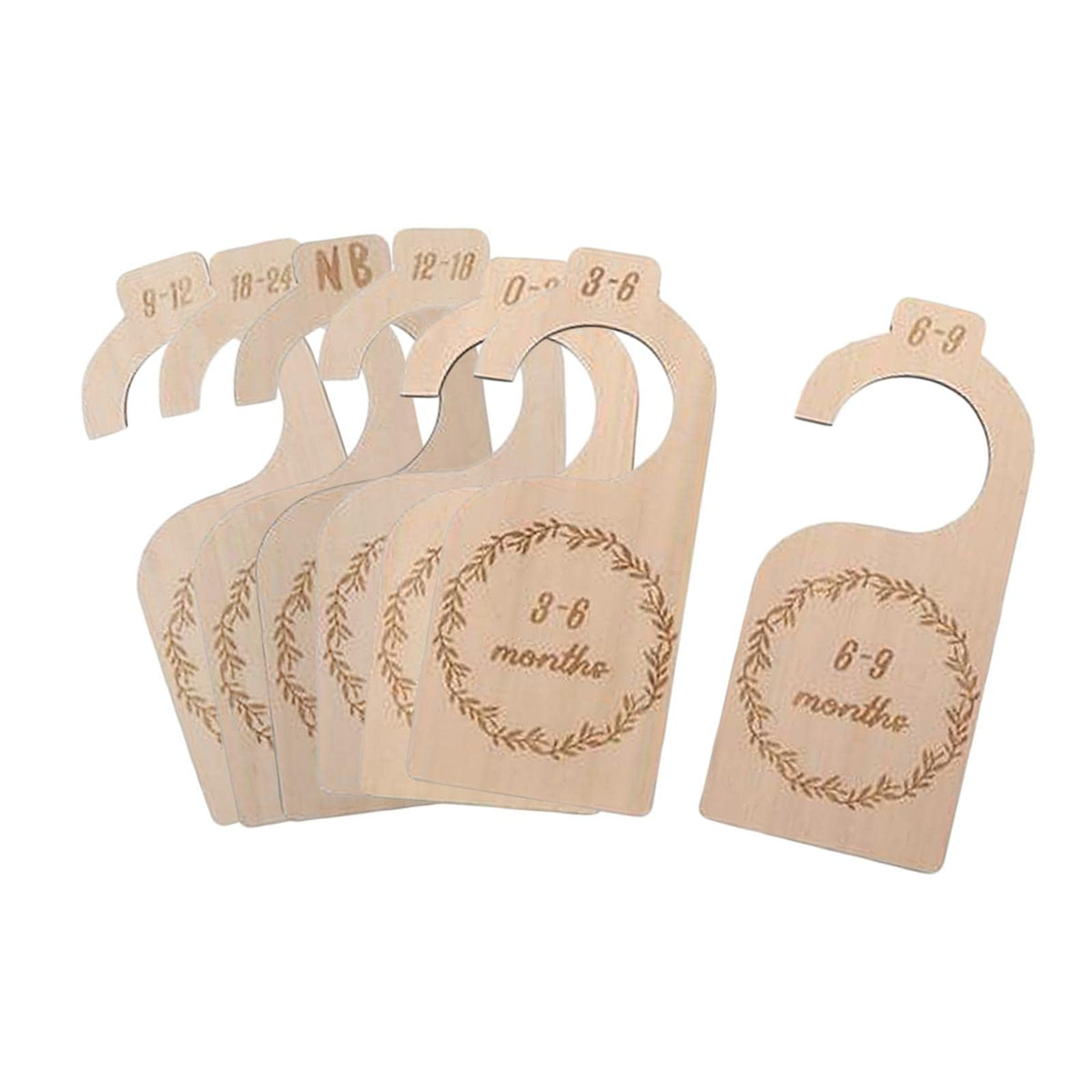 ATORSE Wooden Closet Rack Size Divider Organizer 7 PCS Set for Infant Baby Style 1