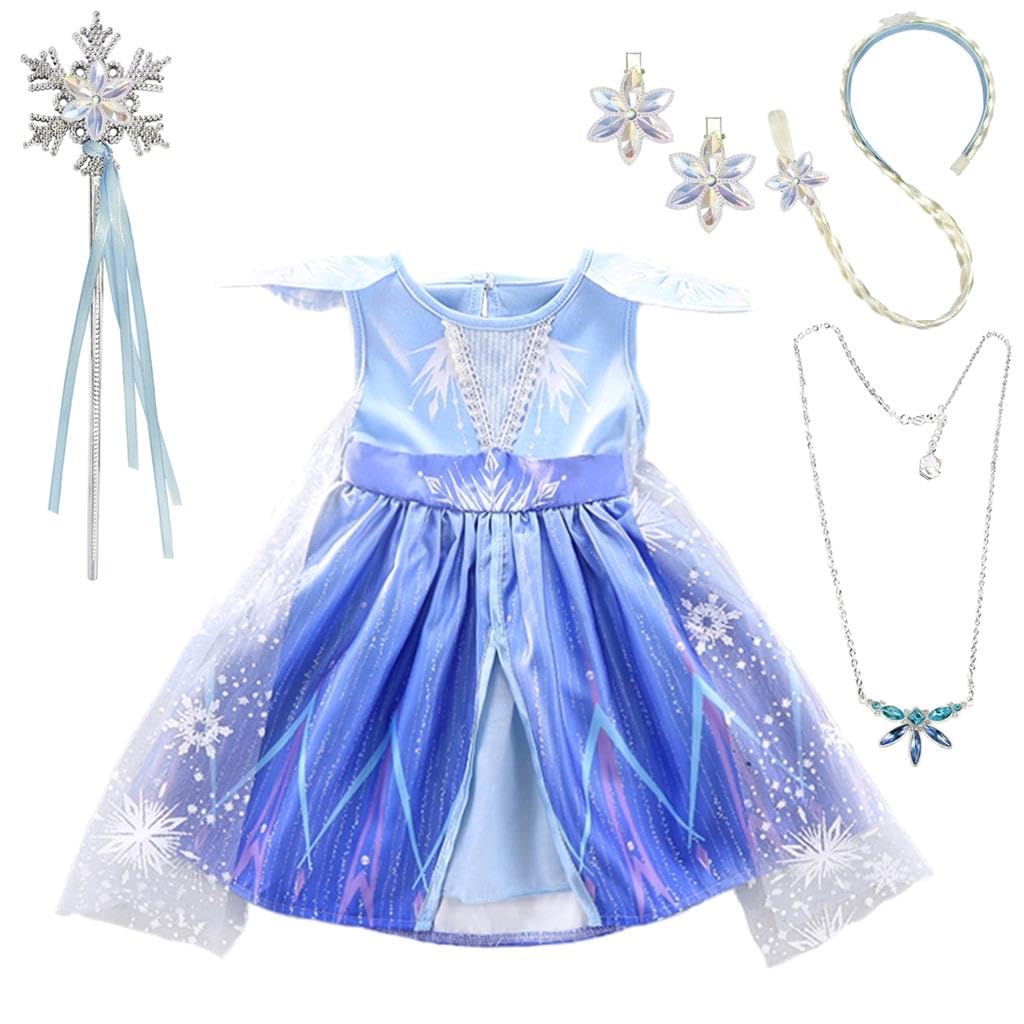 Dressy Daisy Toddler Girl Snow Queen Dress up Costume Birthday Party Dress Outfit with Accessories Blue 267