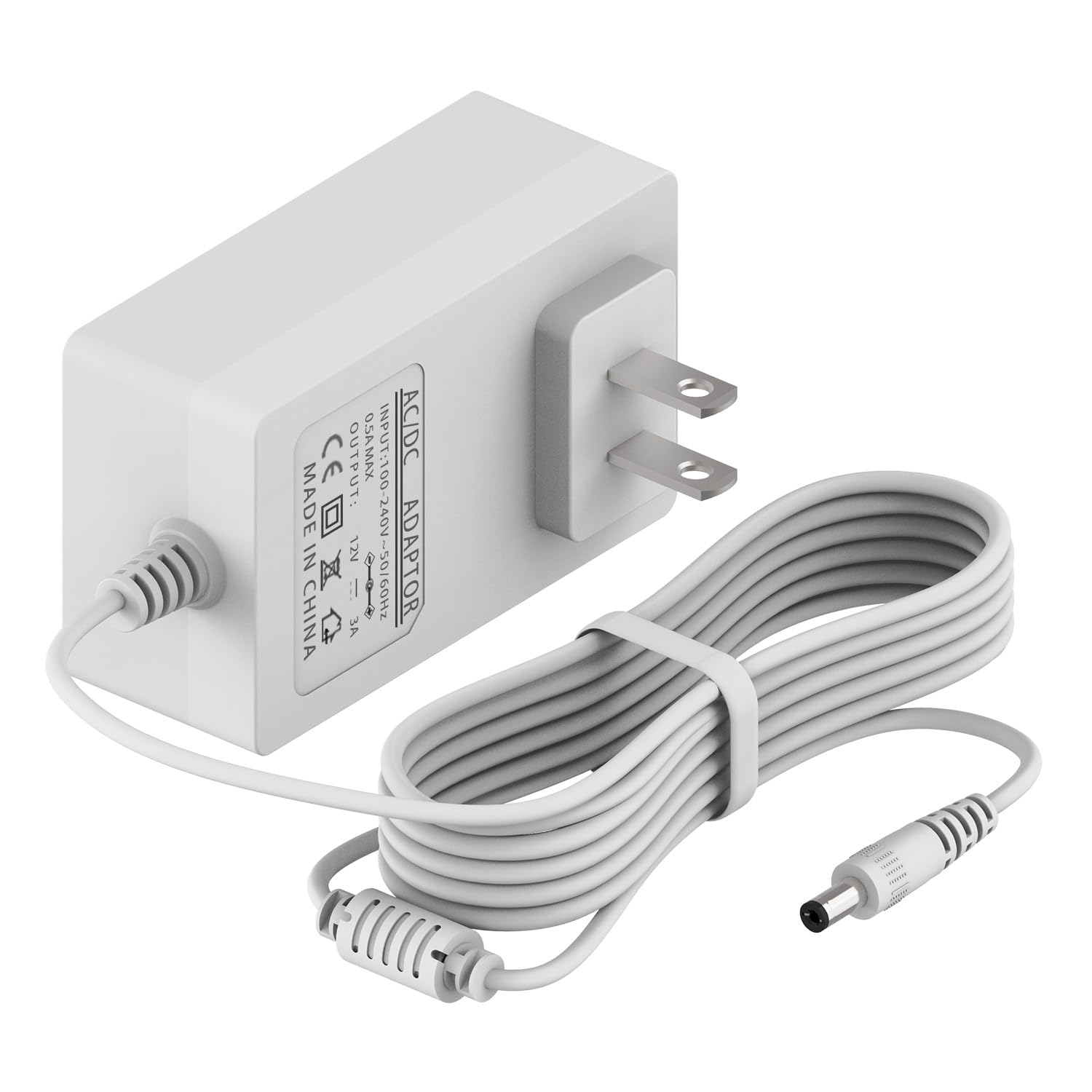 BOEEA 10 Ft Power Cord for 4moms mamaRoo 2/4, 12V 3A Adapter Charger Fit Rockaroo Baby Swing, White