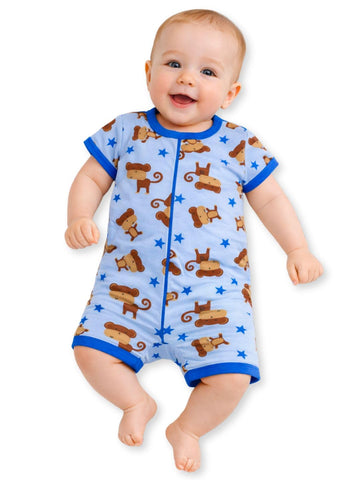 Tuddybuddy 100% Cotton Shorts Romper/Jumpsuit/Bodysuit Set For Baby (Pack Of 1 Playsuits  Blue Monkey,912 Months)