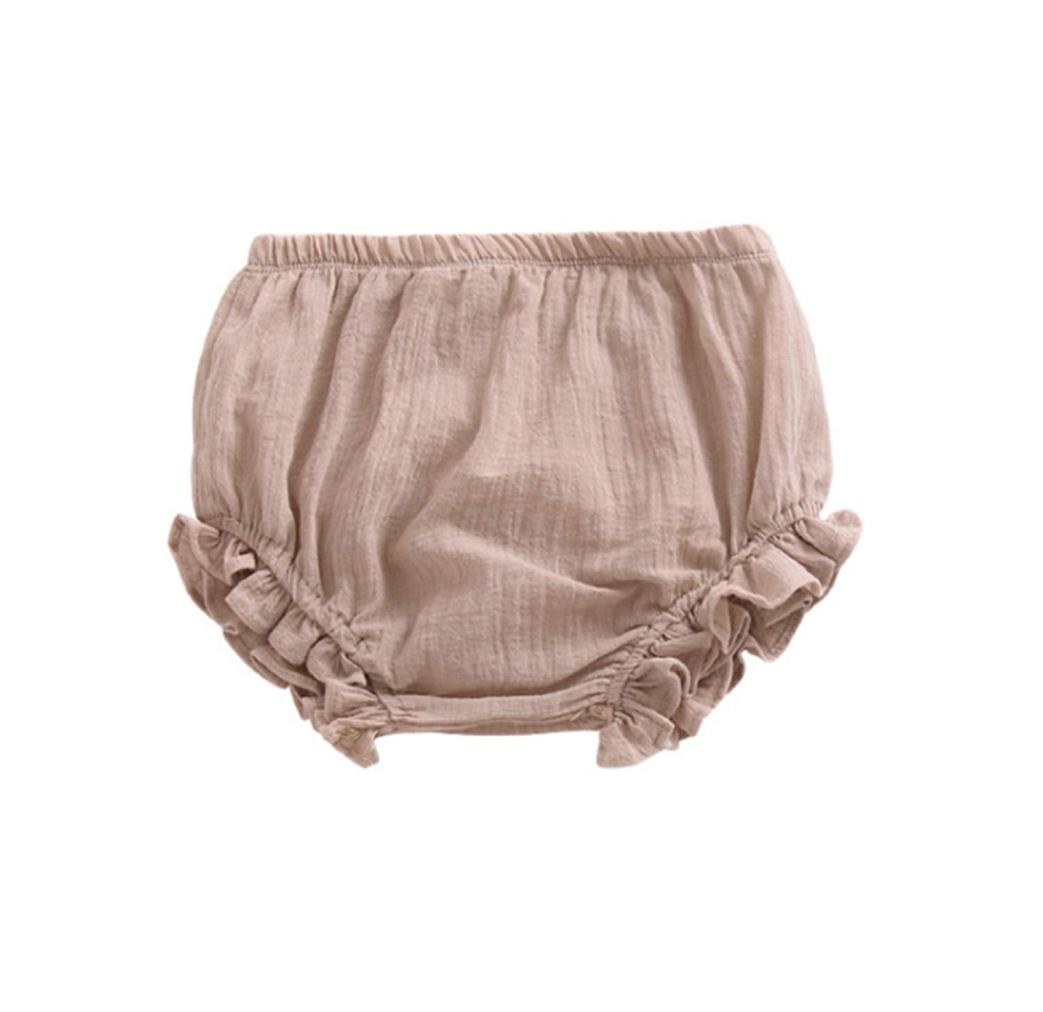 Ayiyo 2T Bloomers Newborn Toddler Kids Cotton Linen Shorts Diaper Cover(Khaki,80)