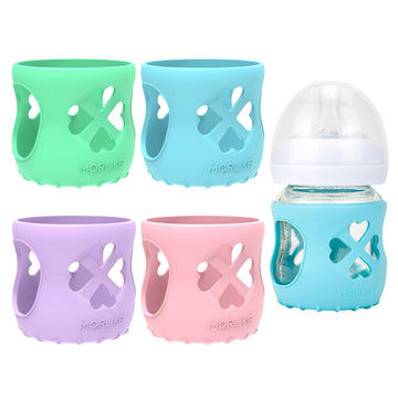 Morlike Silicone Baby Bottle Holder Sleeves Fit For Philips Avent Natural Glass Baby Bottles 4Oz, 100% Silicone Baby Bottle Cove