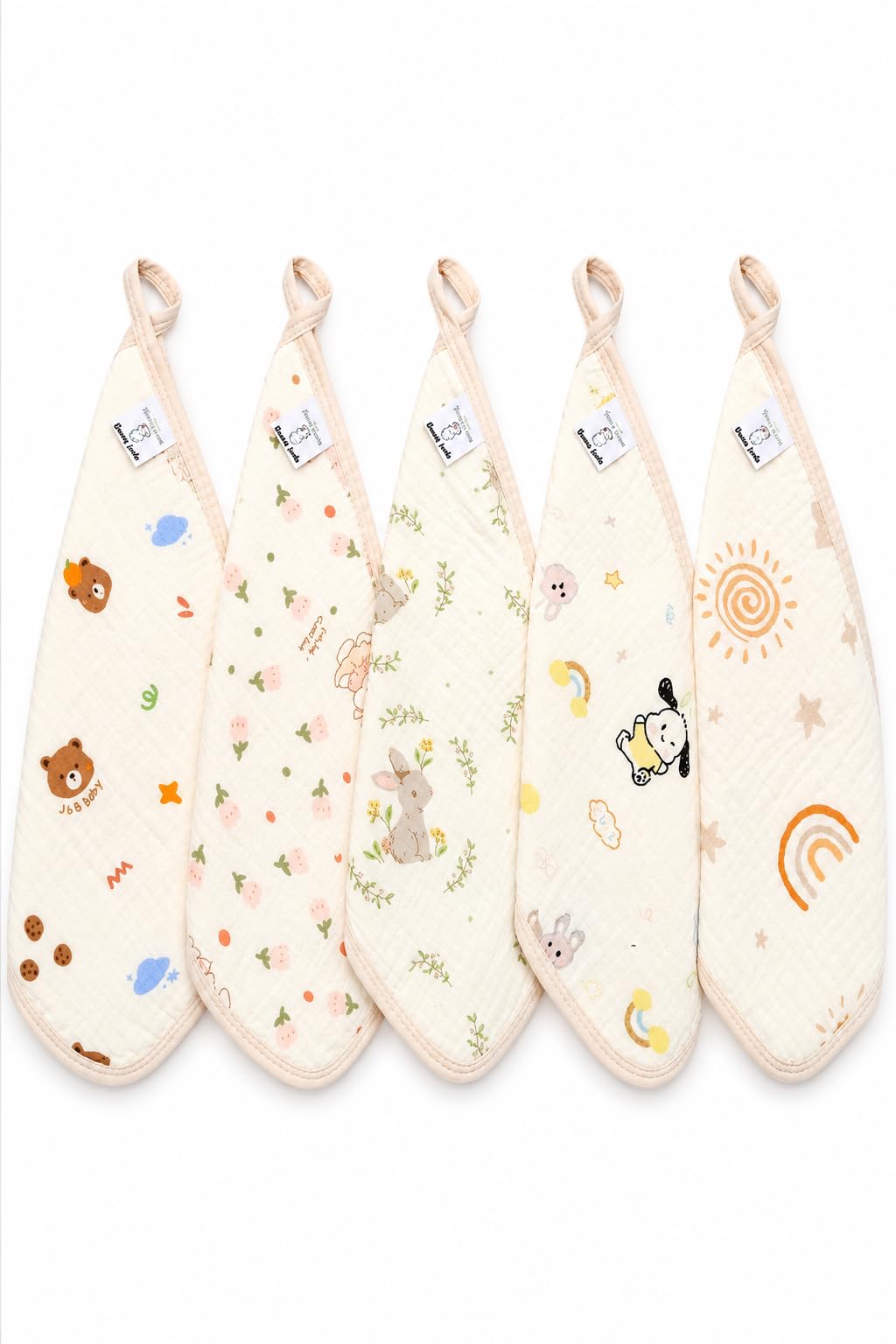 Muslin Cotton Baby Face Towel Wash Cloth with Hanging Loop