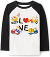 Toddler Boys T-Shirt Valentine'S Day Shirt Construction Truck Heart Tops Kids Raglan Sleeve Baby Tees 2T