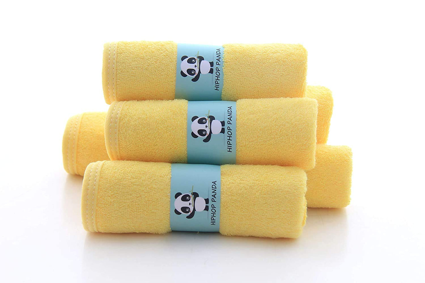 Hiphop Panda Baby Washcloths, Rayon Made From Bamboo - 2 Layer Ultra Soft Absorbent Newborn Bath Face Towel - Reusable Baby Wipe