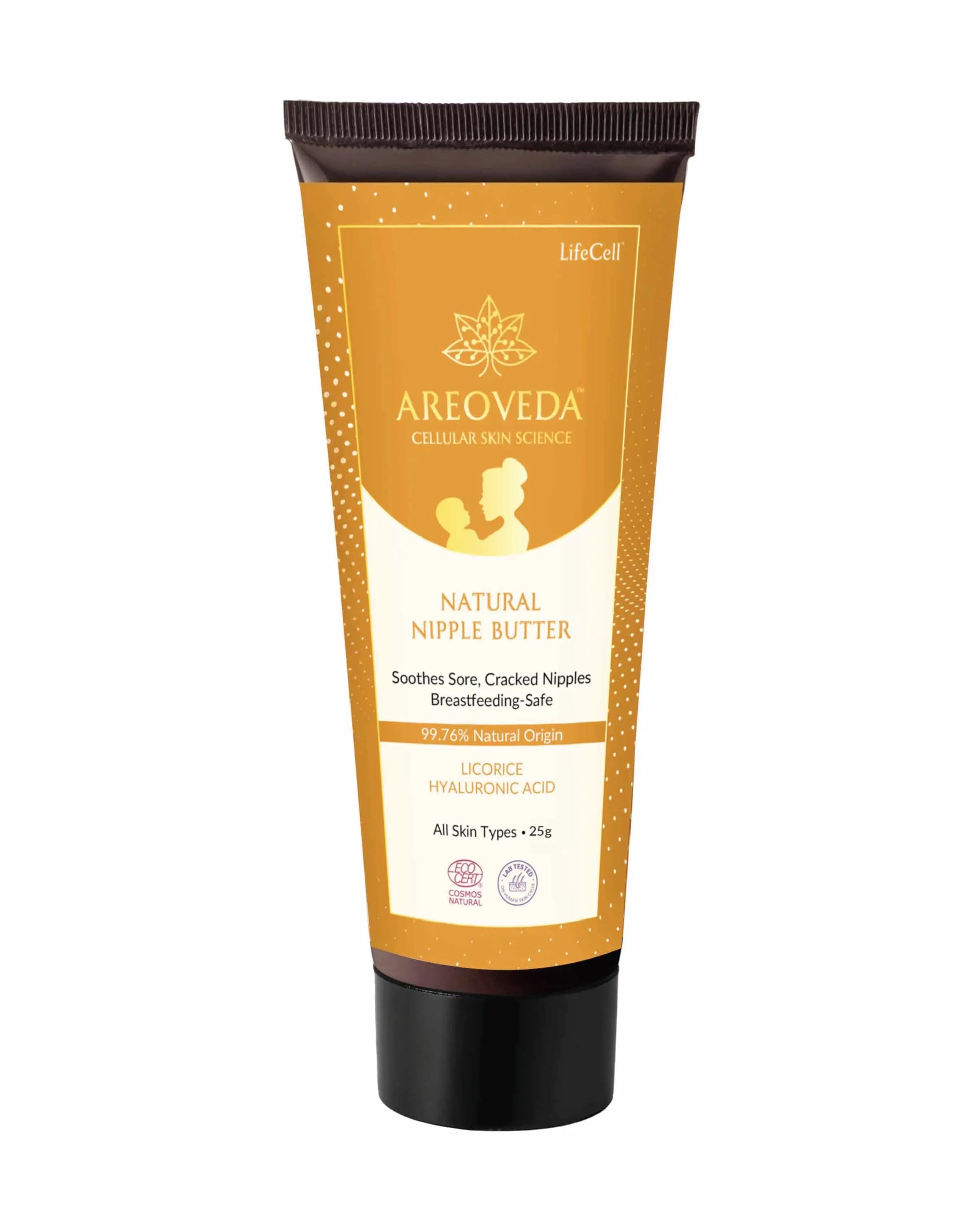 Areoveda Natural Nipple Cream For New Mom (25Gm)  Soothes Cracked, Sore & Dry Nipples | Breastfeeding & Baby Safe | NonGreasy,