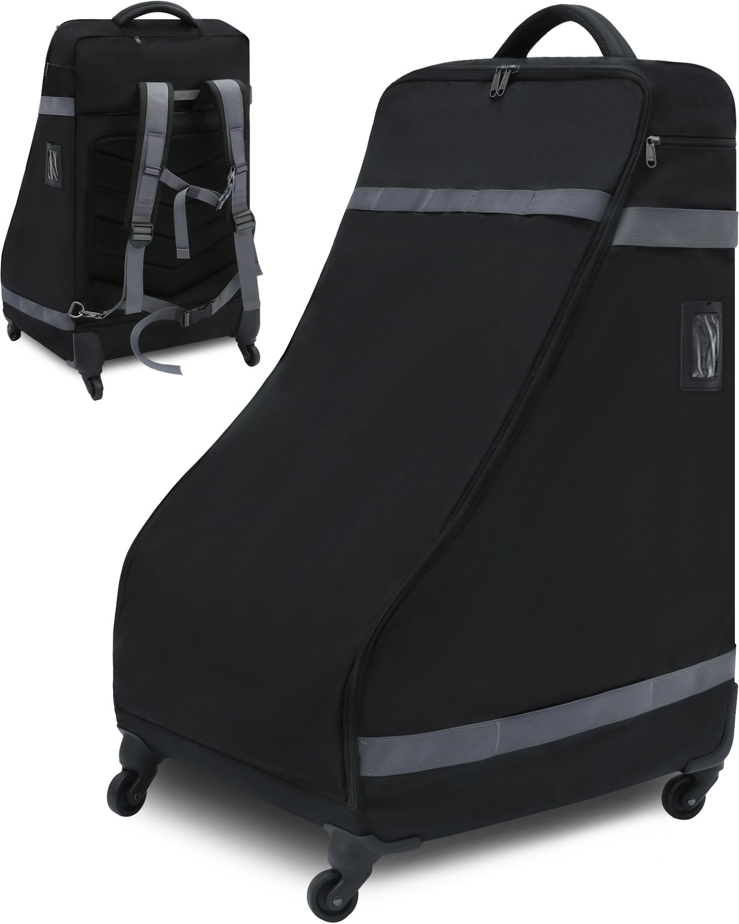Car Seat Bag Backpack with Wheels for Air Travel Extra Large Padded Carseat Cover Carrier for Airplane Water-resistant Black Air