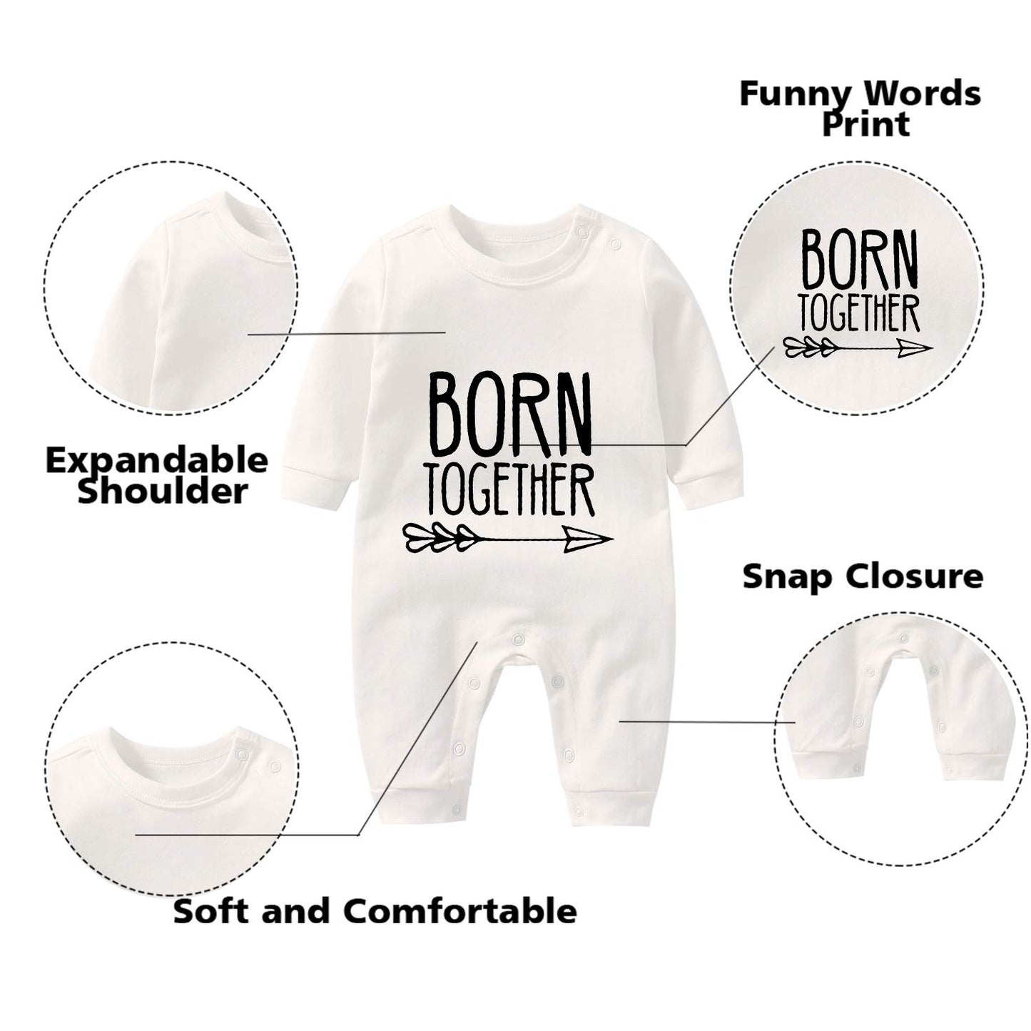 Ysculbutol Baby Twins Bodysuit With Hat Born Together Friend Forever Baby Boy Clothes Toddler Girl Clothes Baby Shower (White Bf