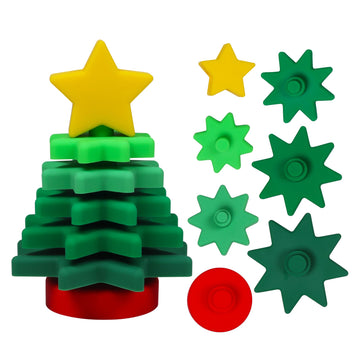 ALLABC Silicone Christmas Tree for Toddlers, Tabletop Xmas Decoration, Stackable & Nesting Baby Toys, 5.9 inches