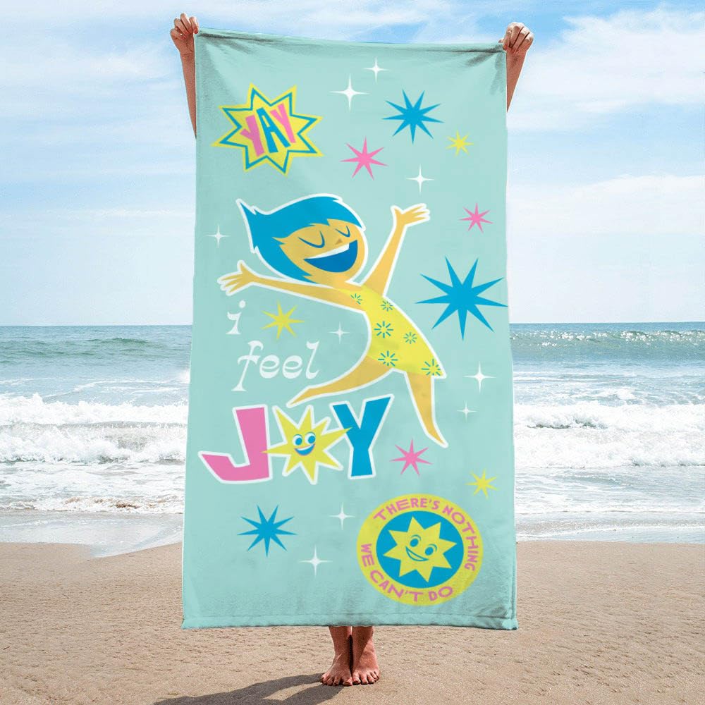 Disney Pixar Inside Out Bath Pool Beach Towel - Kids Super Soft & Absorbent 100% Cotton Towel With Joy, Measures 28 X 58