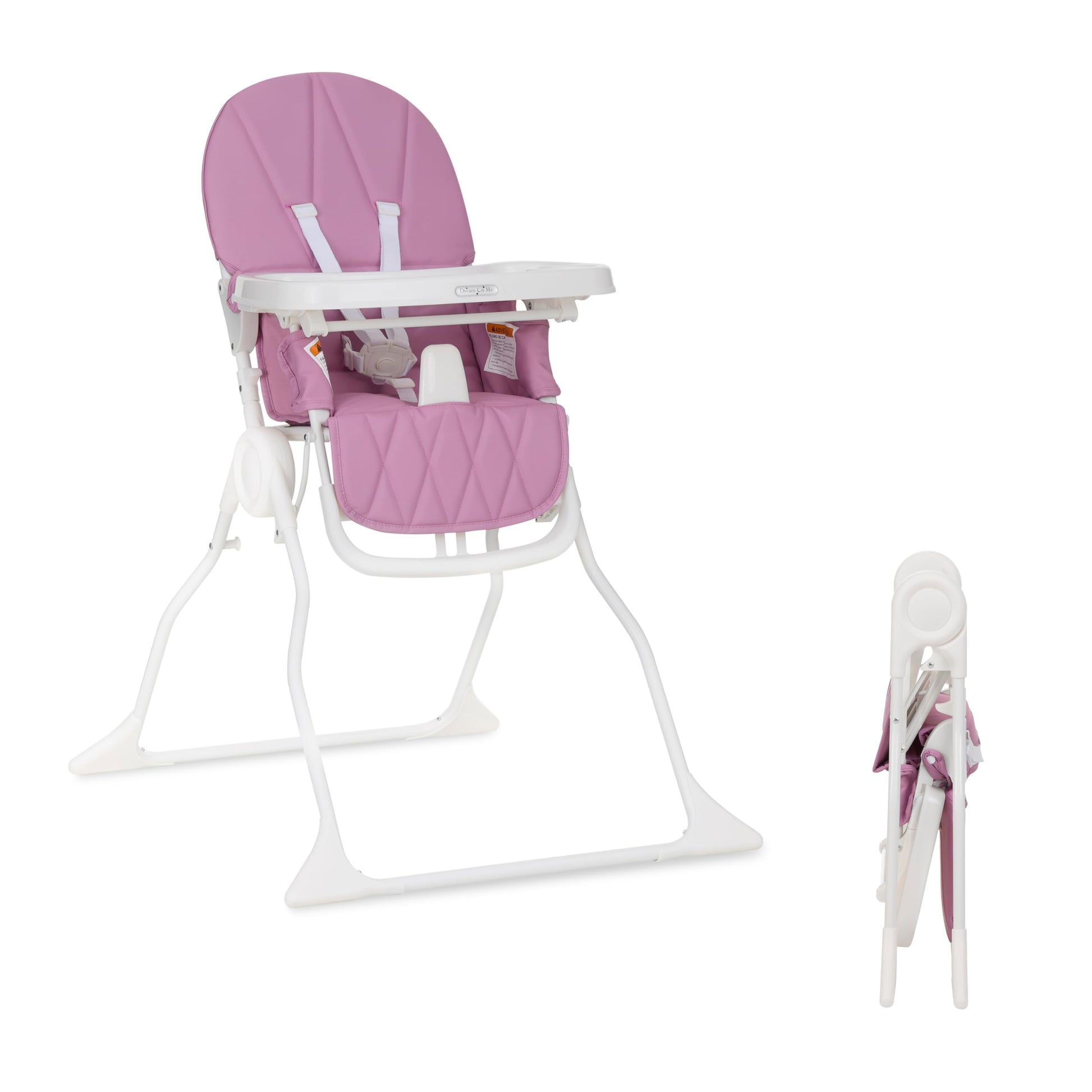 Dream On Me Snack And Stow Baby High Chair In Mauve - Easy To Fold And Store, Portable Travel Chair With Removable And Three Pos